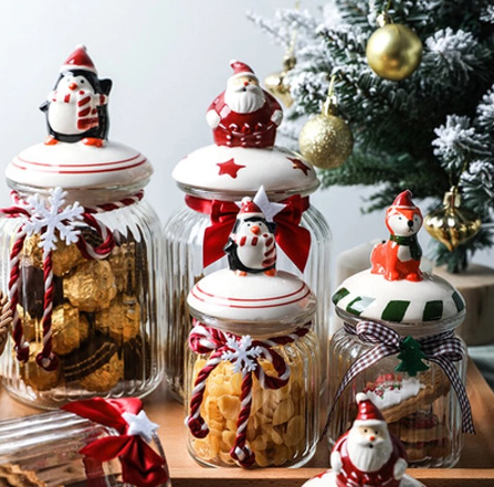 Sealed Jar Cute Snowman Airtight Canister Kitchen Food Dried Fruit Tea Candy