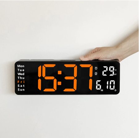 Large Digital Wall Clock Remote Control Temp Date Week Display Power Off Memory Table Clock