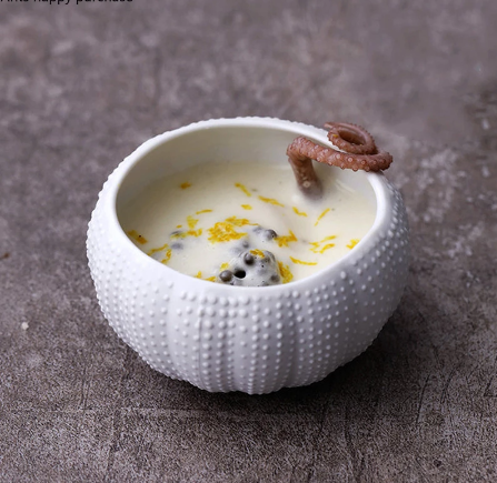 White Ceramic Plate Sea Urchin Shape Dessert Bowl Restaurant Dinner Plate Fruit
