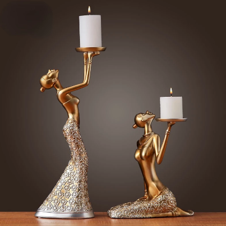 Nordic Romantic Candle Holder Decoration Golden Candle Holder Retro Light Luxury