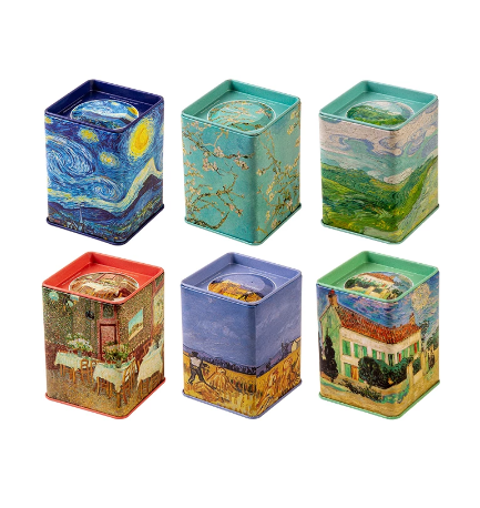 Middle Size Van Gogh Famous Painting Iron Material Tea Canister