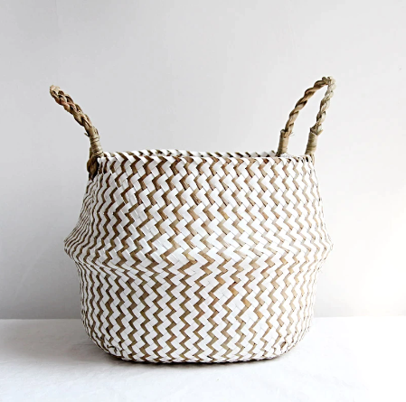 Home Cestas Mimbre Striped Wicker Storage Baskets Laundry Basket Handmade