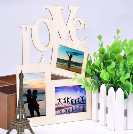 Hot Sale DIY Lovely Hollow Love Wooden Family Photo Picture Frame