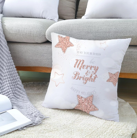 Merry Christmas Cushion Cover 45X45CM Luxury Xmas Tree Snowflake Pillowcase