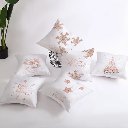 Merry Christmas Cushion Cover 45X45CM Luxury Xmas Tree Snowflake Pillowcase