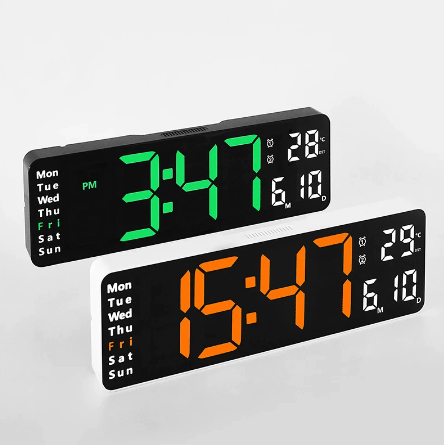 Large Digital Wall Clock Remote Control Temp Date Week Display Power Off Memory Table Clock