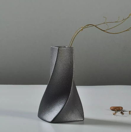 Black Ceramic Japanese Style Vase Home Living Room Creative Hydroponic