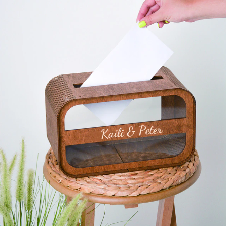 Personalized Wedding Card Box Wooden Envelope Keepsake Box for Guests